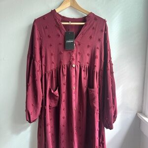 J.ING Deep Red Long Sleeve Dress